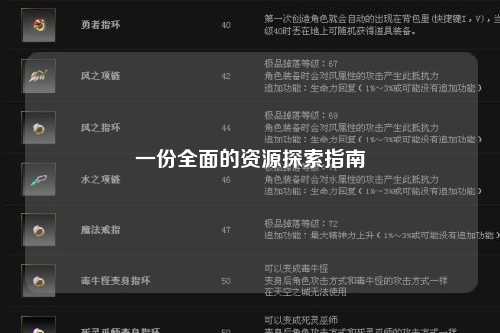 一份全面的資源探索指南